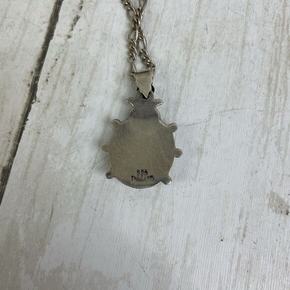 Ladybug Charm Pendant Necklace-925 Sterling Silver Thailand -On 30” Chain - Picture 2 of 7